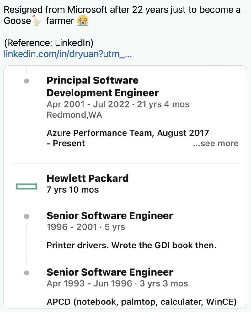 微软工作22年老员工被裁员后转行养大鹅?(组图) - 综合新闻- 加拿大新闻- 约克论坛